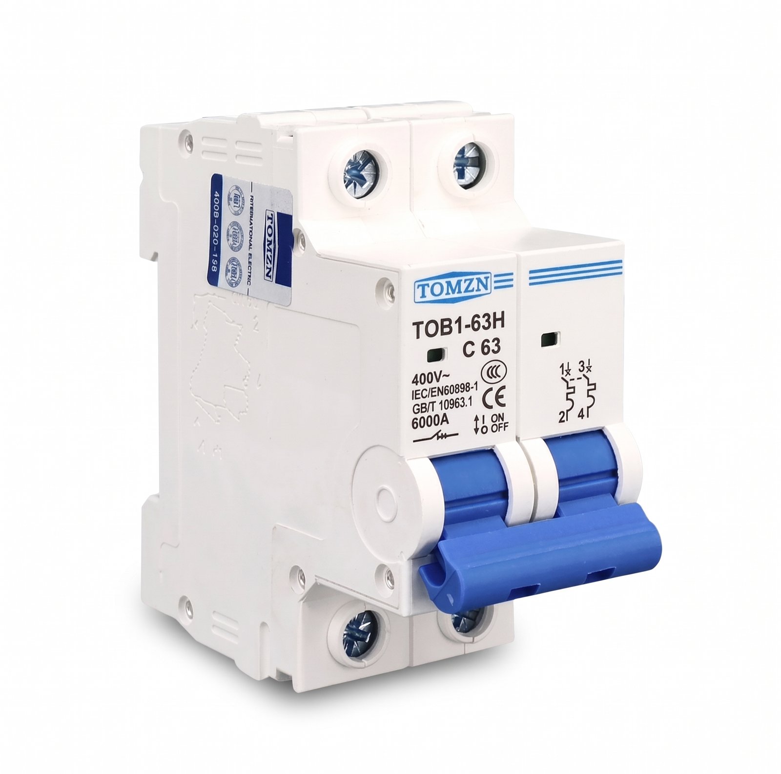 TOMZN 2P 63A AC Miniature Circuit Breaker (MCB)