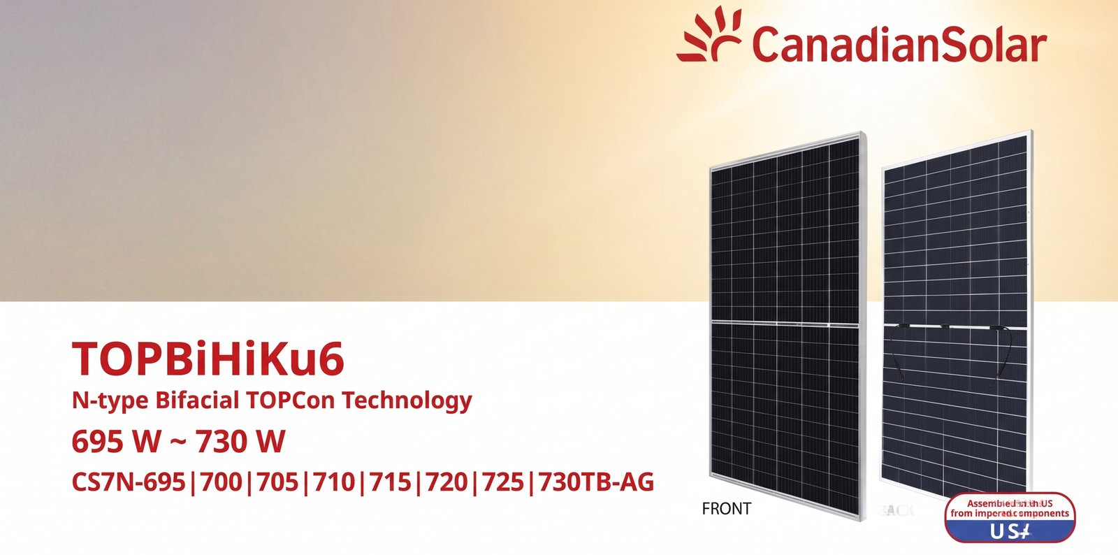 Canadian Solar TOPBiHiKu7 710W N-Type TOPCon Bifacial Solar Panel